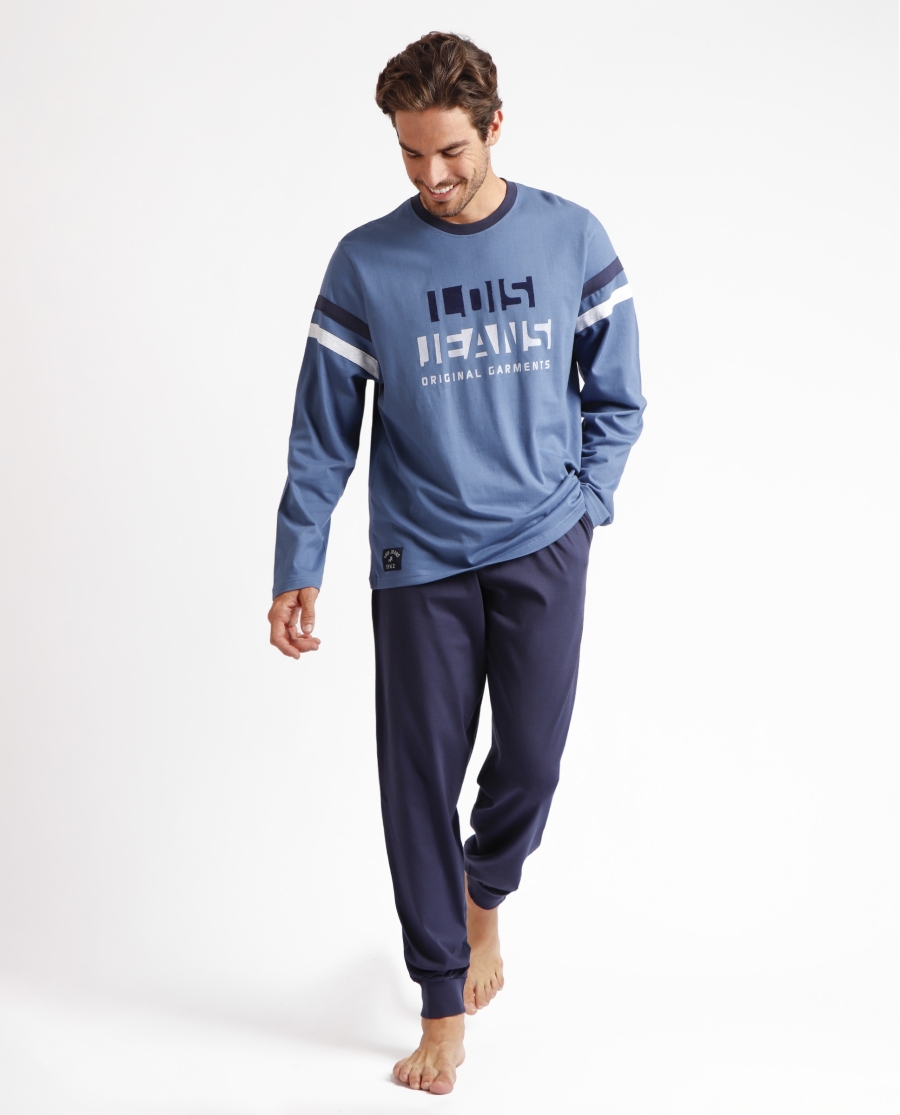 LOIS Pijama Manga Larga Frame para Hombre AZUL