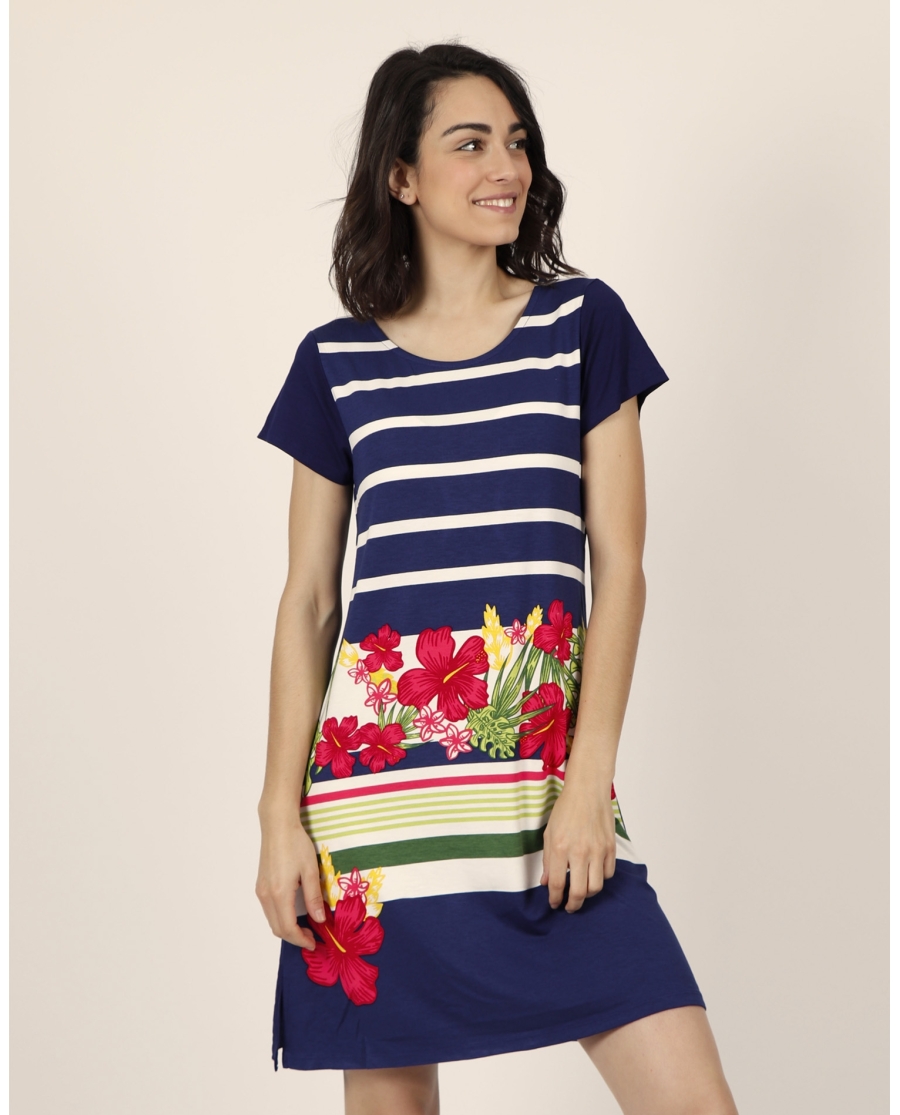 ADMAS Vestido Barca Navy Flowers para Mujer MARINO