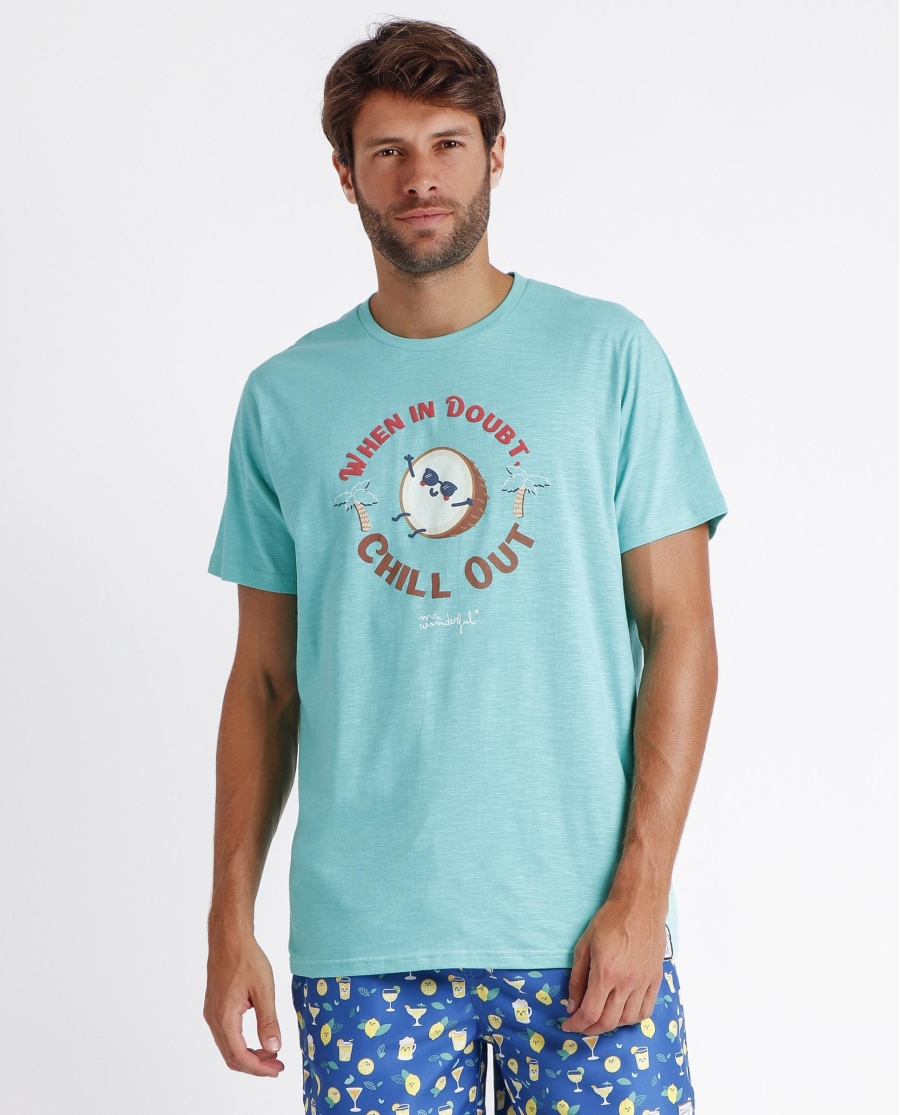 MR WONDERFUL Camiseta Cocos para Hombre TURQUESA
