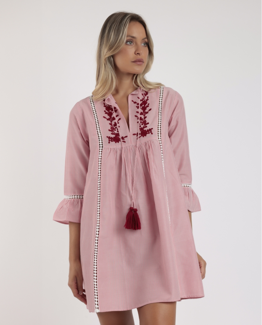 ADMAS Vestido Manga Acampanada Sail Time para Mujer ROJO