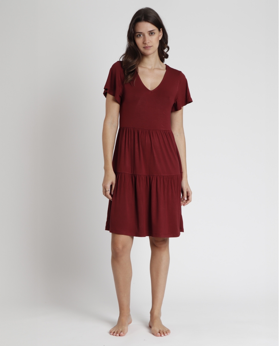 ADMAS Vestido Manga Corta Cute para Mujer TEJA