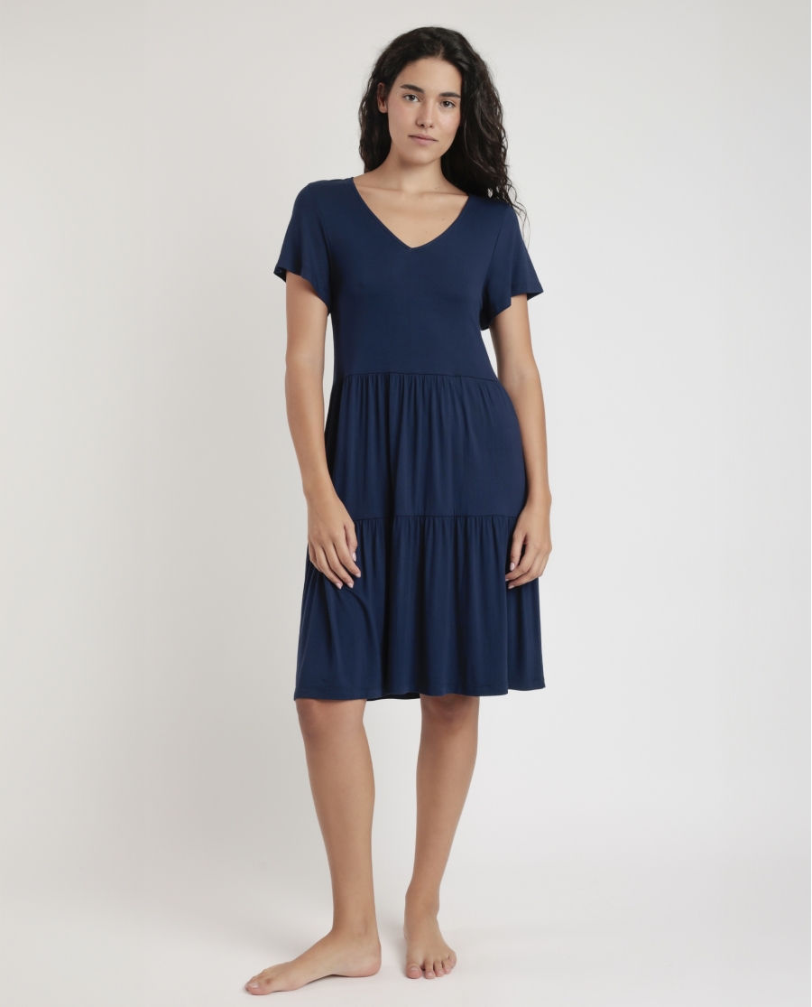 ADMAS Vestido Manga Corta Cute para Mujer MARINO