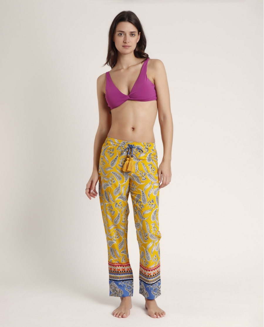 ADMAS Pantalón Playa Hippy Beach para Mujer AMARILLO