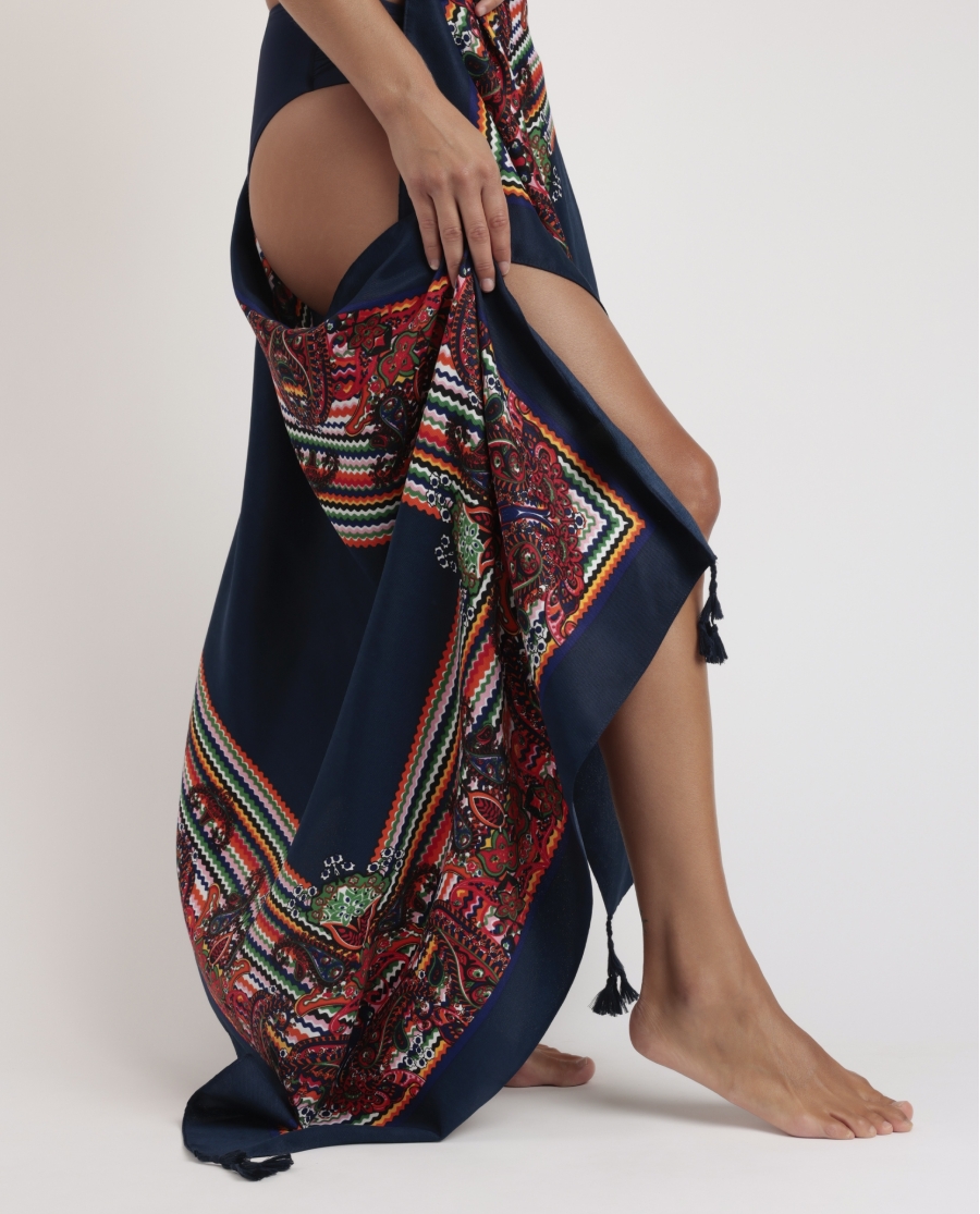 ADMAS Pareo Paisley Picunelas para Mujer MARINO