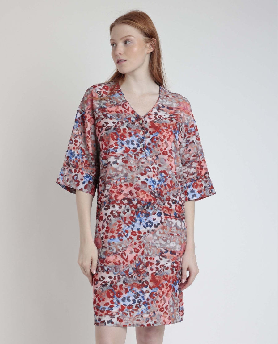 ADMAS Vestido Kimono Manga Francesa Luxury Red para Mujer ROJO