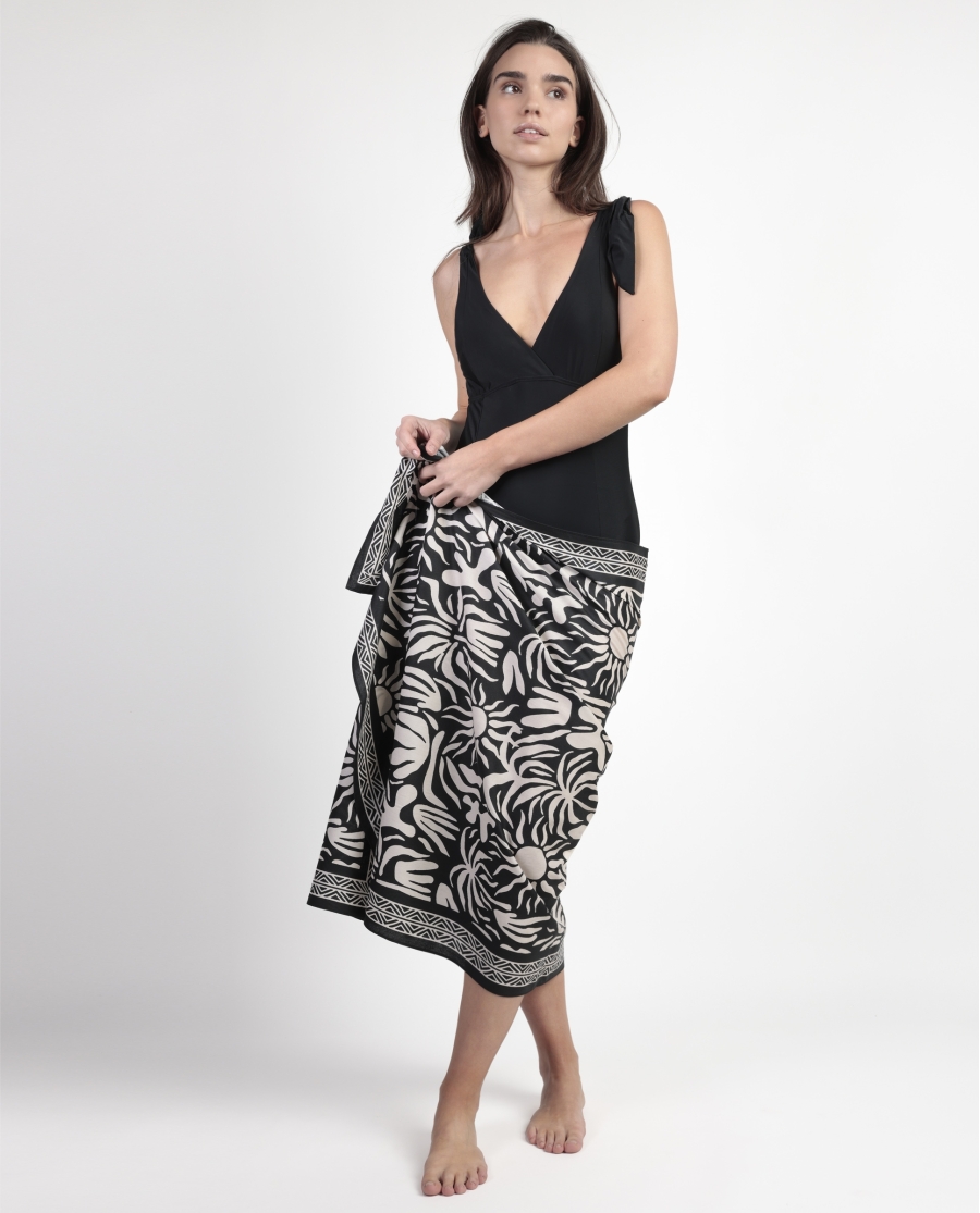 ADMAS Pareo Sun Summer para Mujer NEGRO