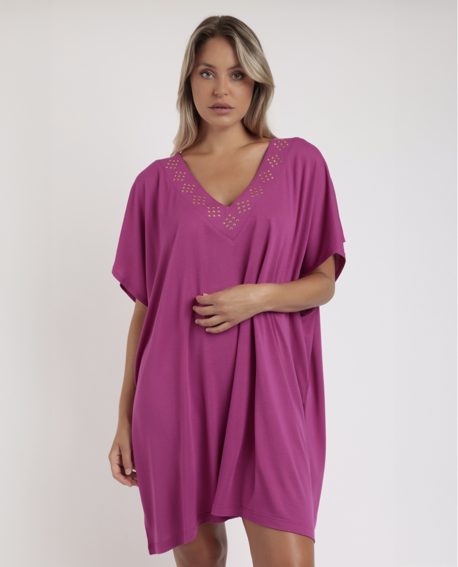 ADMAS Vestido Manga Corta Swim Studs para Mujer FUCSIA