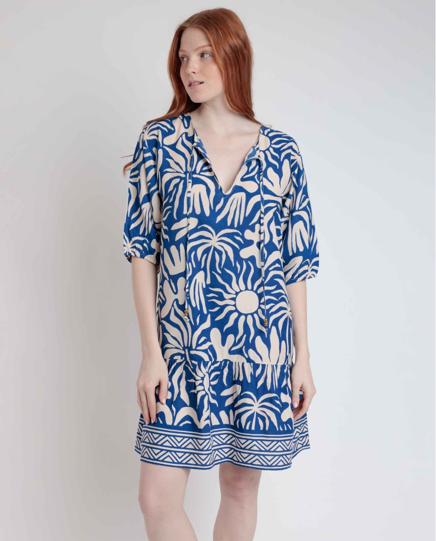 ADMAS Vestido Manga Francesa Sun Summer para Mujer AZUL