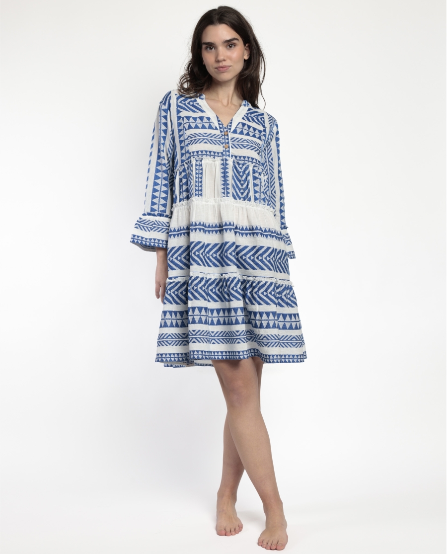 ADMAS Vestido Manga Larga Sicilia para Mujer AZUL
