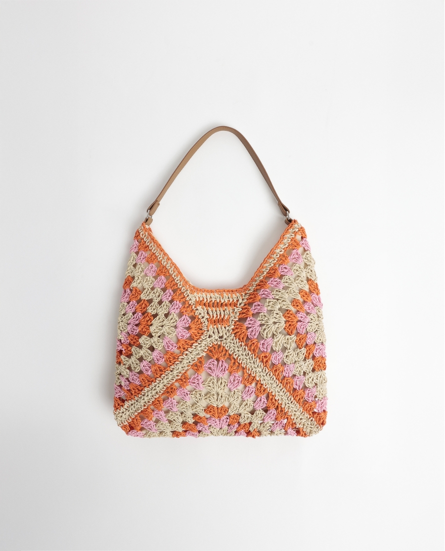 ADMAS Bolso Playa Crochet Multicolor para Mujer NARANJA
