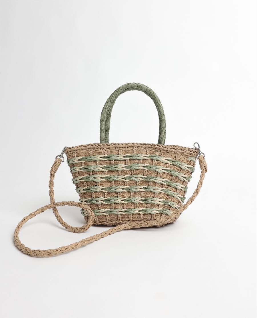 ADMAS Bolso Playa Cesto para Mujer VERDE HOJA