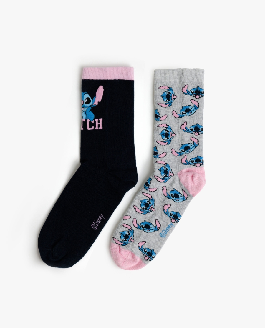DISNEY Calcetín Mediano Stitch Faces para Mujer, (Caja de 6 unidades) SURTIDO