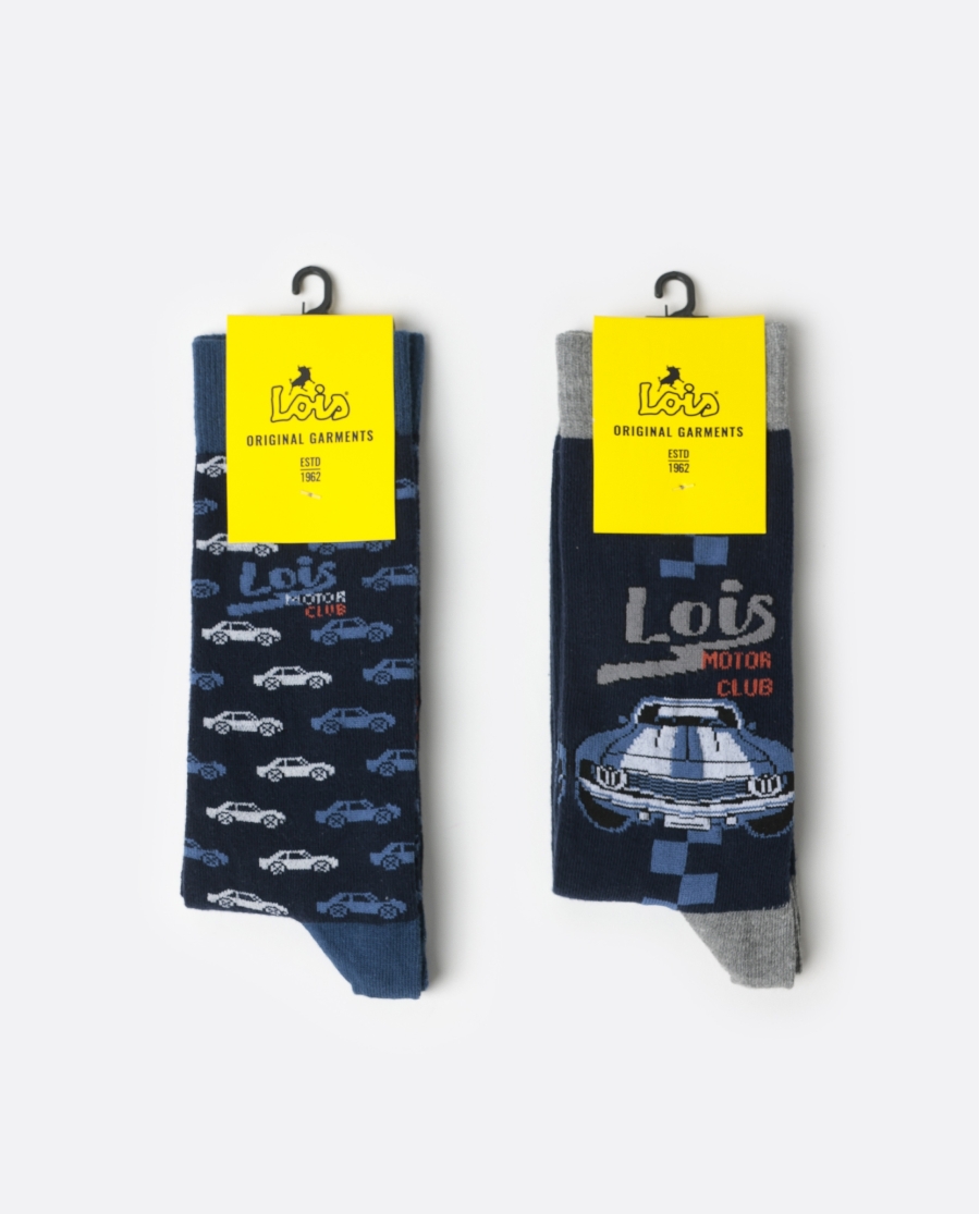 LOIS Calcetín Mediano Lois Motorclub para Hombre, (Caja de 6 unidades) SURTIDO