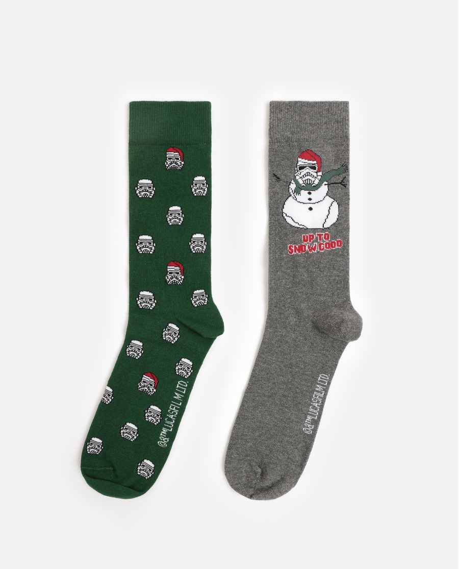 STAR WARS Calcetines Snowtrooper Caja Metal Regalo para Hombre, (Pack 2 pares) PACK FANTASIA