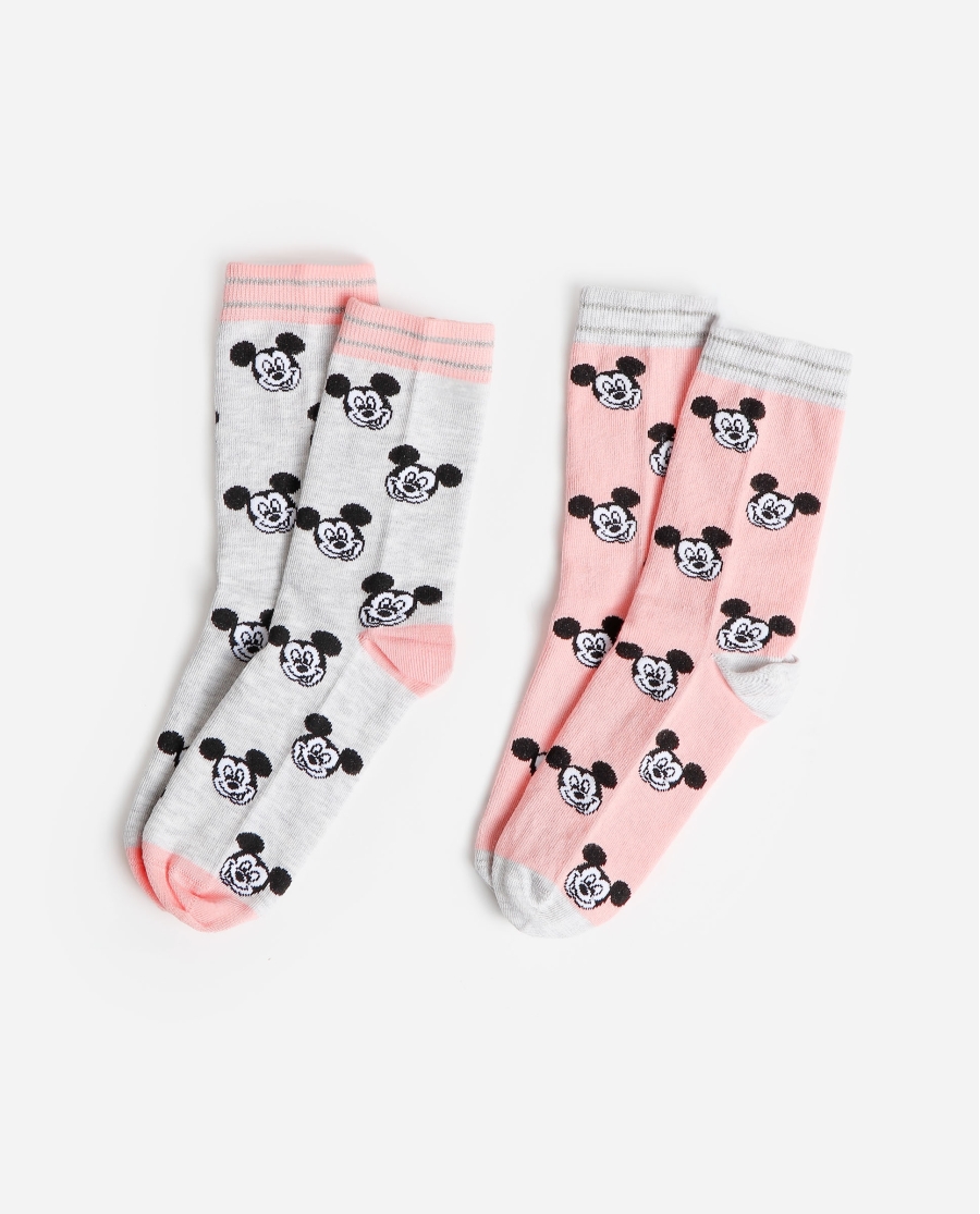 DISNEY Calcetín Mickey Pink Small Faces para Mujer, (Caja de 6 unidades) SURTIDO