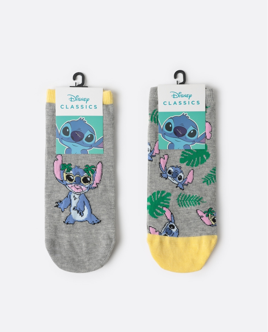 DISNEY Calcetín Tobillero Tropical Stitch para Mujer, (Caja de 6 pares) SURTIDO