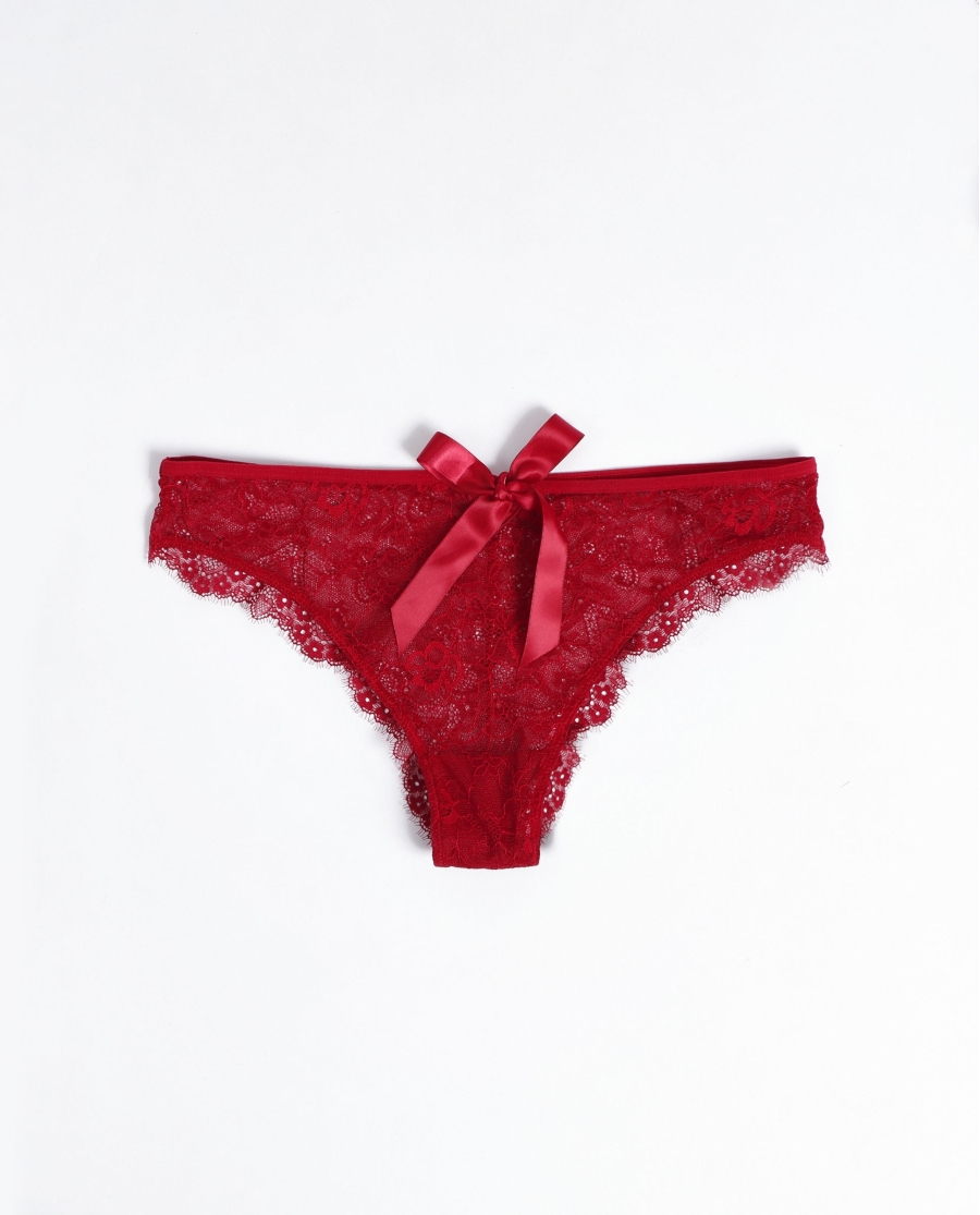 ADMAS Braga Carioca Lazo Grande para Mujer ROJO RUBÍ
