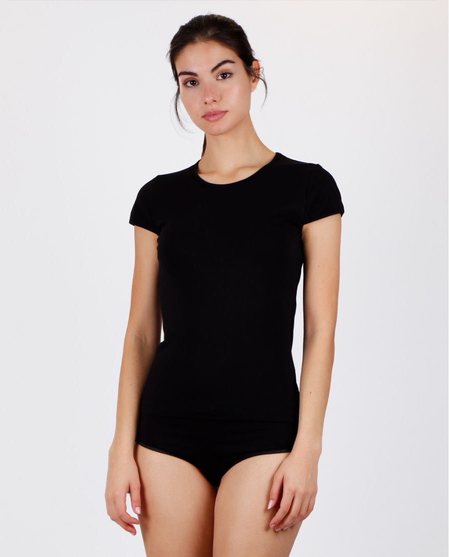 ADMAS Camiseta Manga Corta Soft Warm para Mujer NEGRO