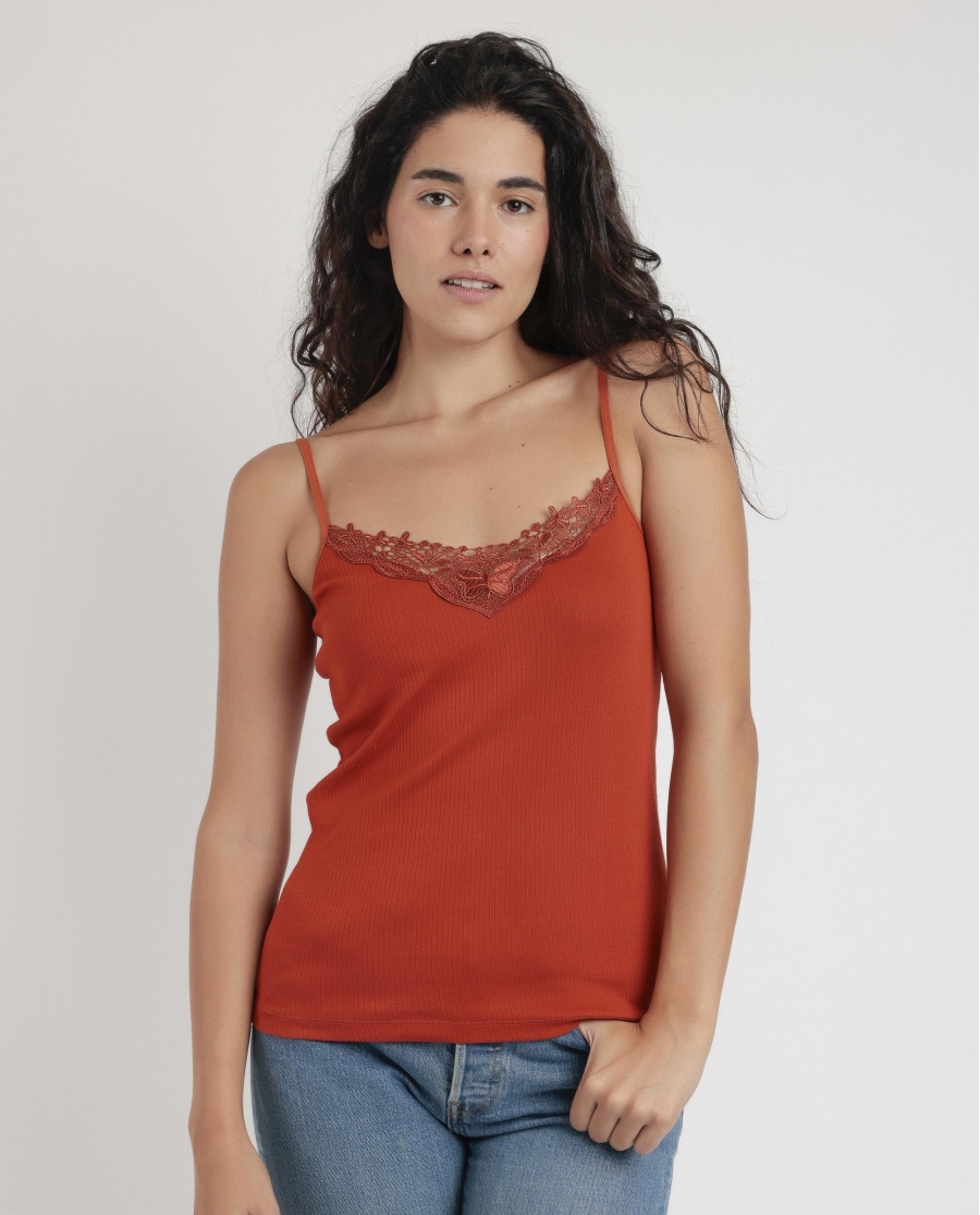 ADMAS Camiseta Tirantes Canalé Pechera para Mujer CALDERA