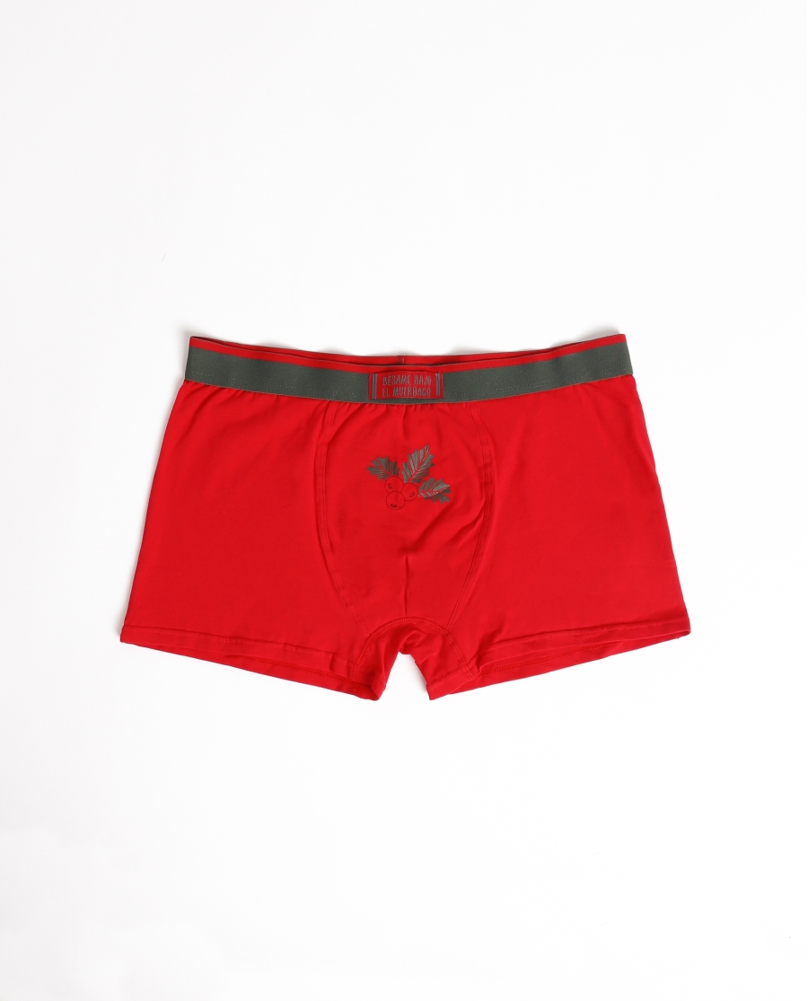 ADMAS Calzoncillo/Boxer Muerdago para Hombre, (Caja 12 unidades) ROJO
