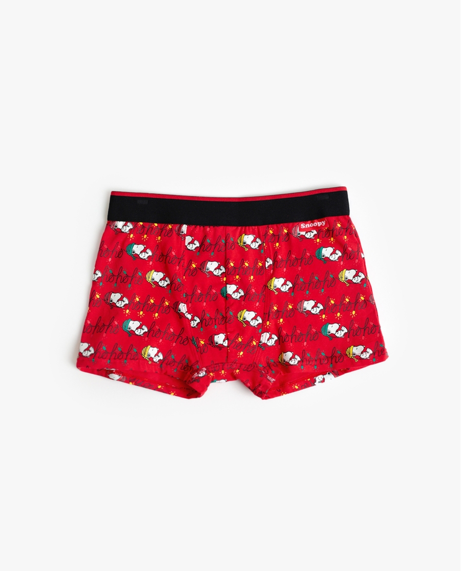PEANUTS Calzoncillo/Boxer Ho Ho Ho para Hombre ROJO