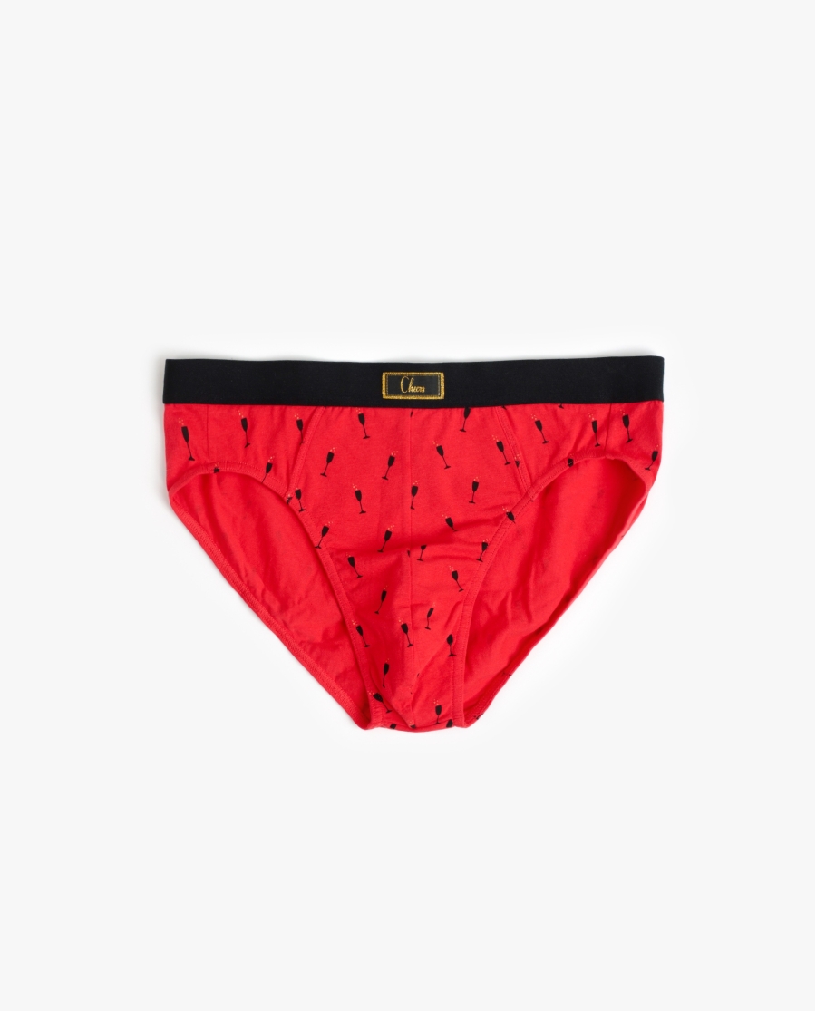 ADMAS Calzoncillo/Slip Botella Cheers para Hombre, (Caja 12 unidades) ROJO