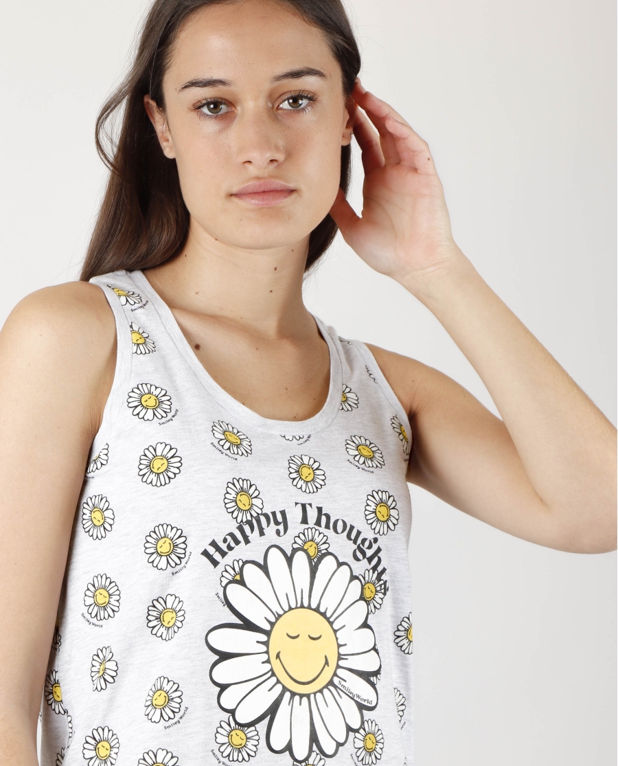 SMILEY Camisola Tirantes Happy Thoughts para Mujer GRIS JASPE