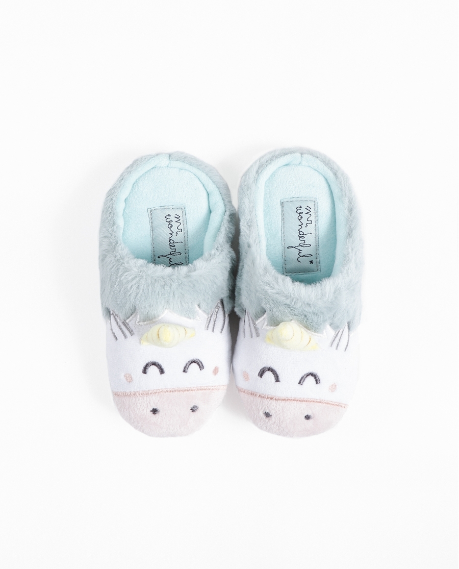 MR WONDERFUL  Zapatillas De Estar Por Casa Unicornio para Niña AQUA