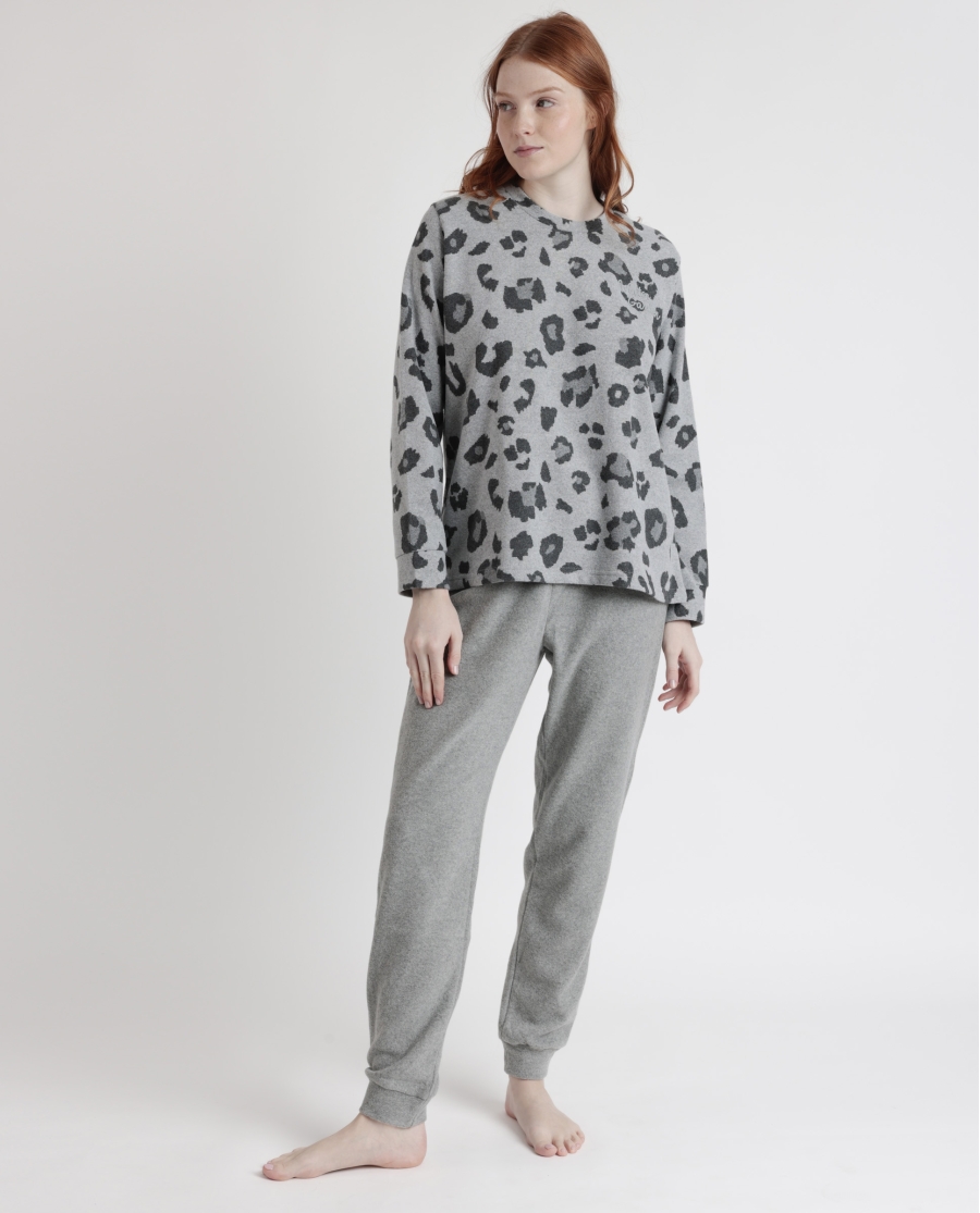 ADMAS Pijama Manga Larga Skin para Mujer GRIS