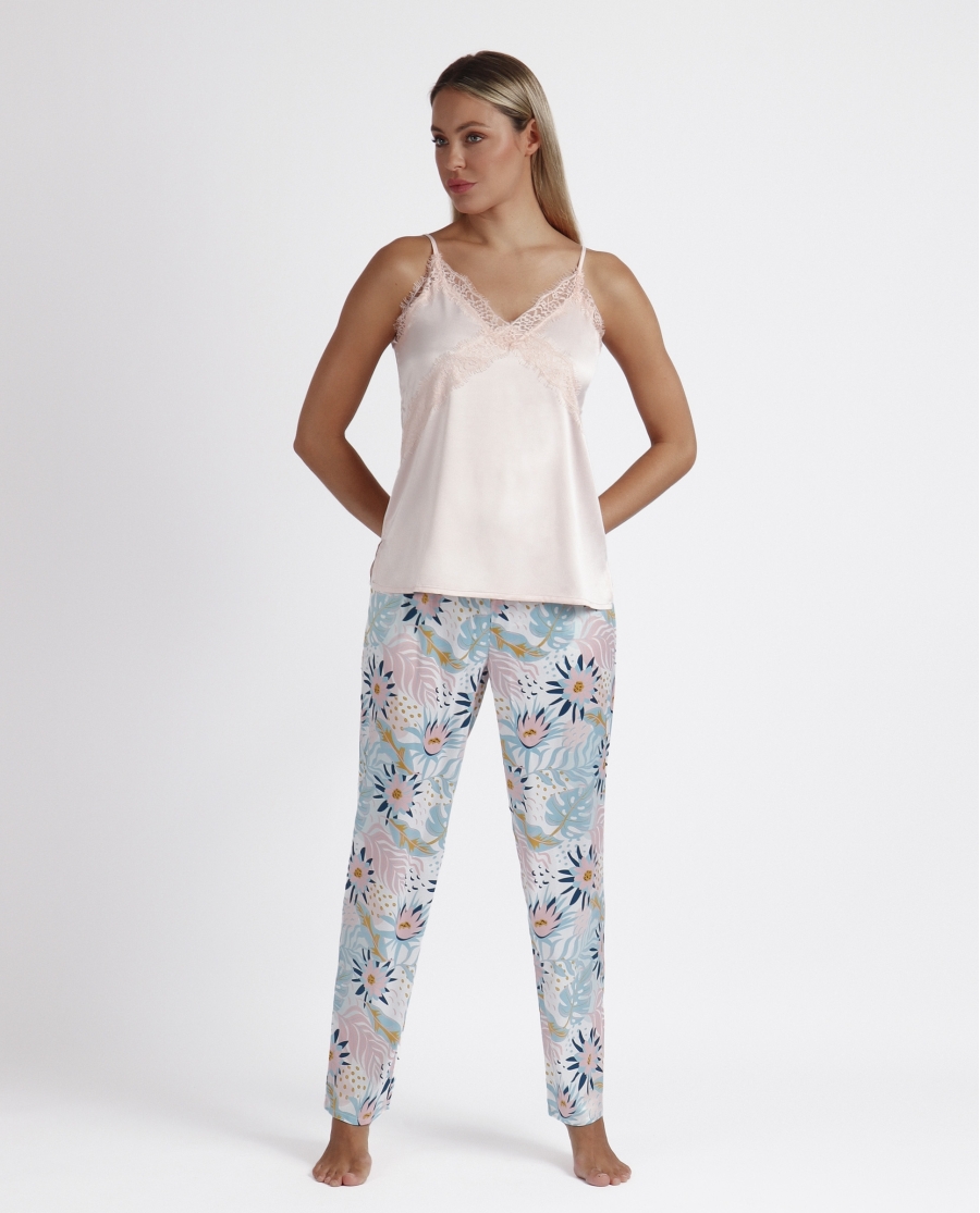 ADMAS GARDEN Pijama de Tirantes y Pantalón Largo Water Lili para Mujer PETALO