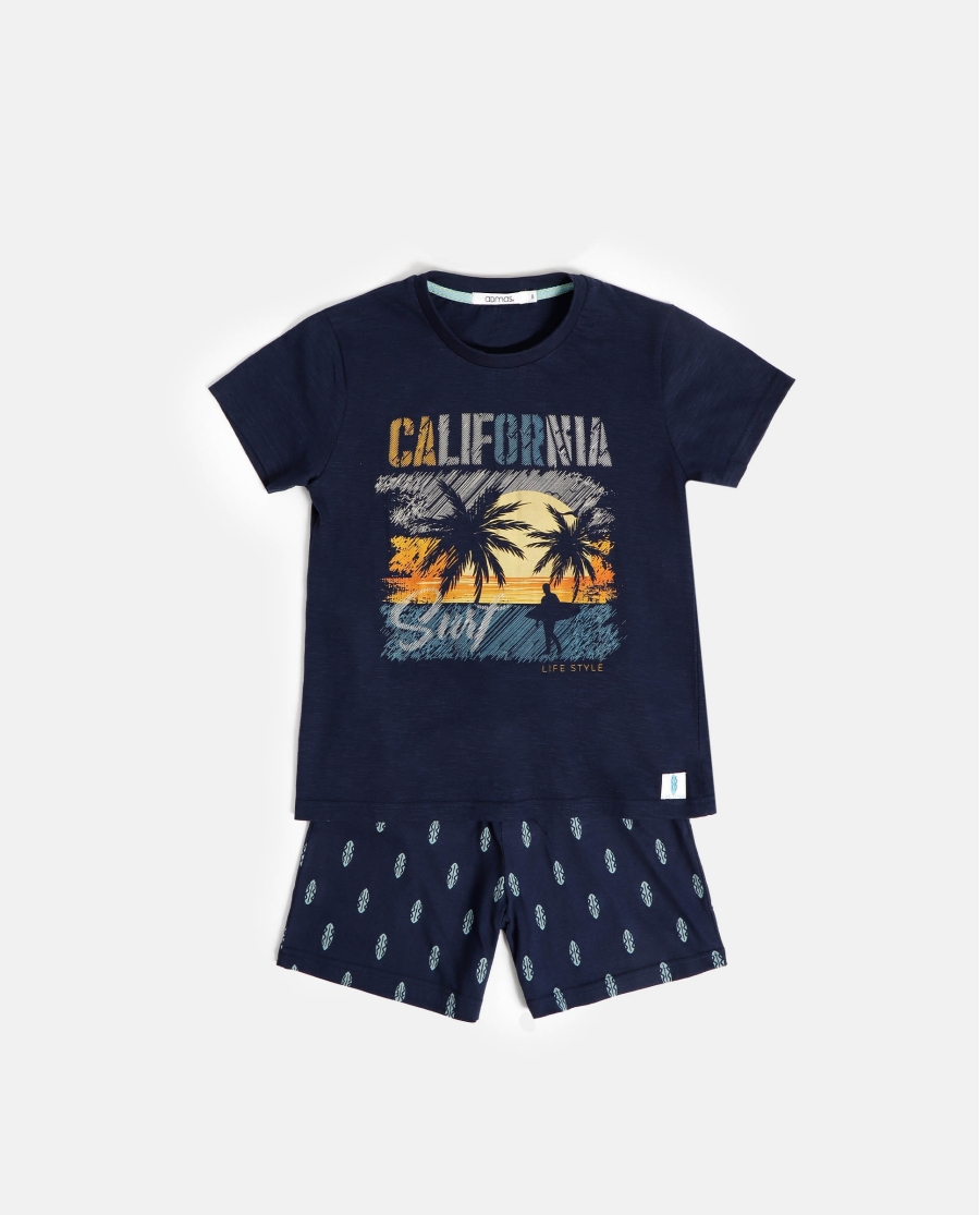 ADMAS Pijama Manga Corta California para Niño MARINO
