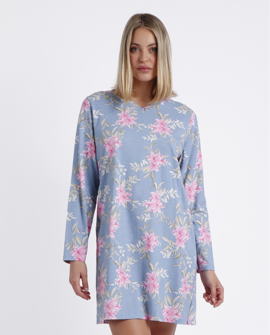ADMAS GARDEN Camisola Manga Larga Pink & Blue Flowers para Mujer AZUL