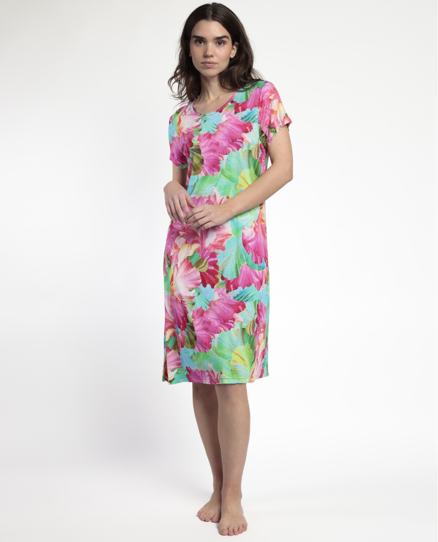 ADMAS GARDEN Camisola Manga Corta Bright Flowers para Mujer FUCSIA