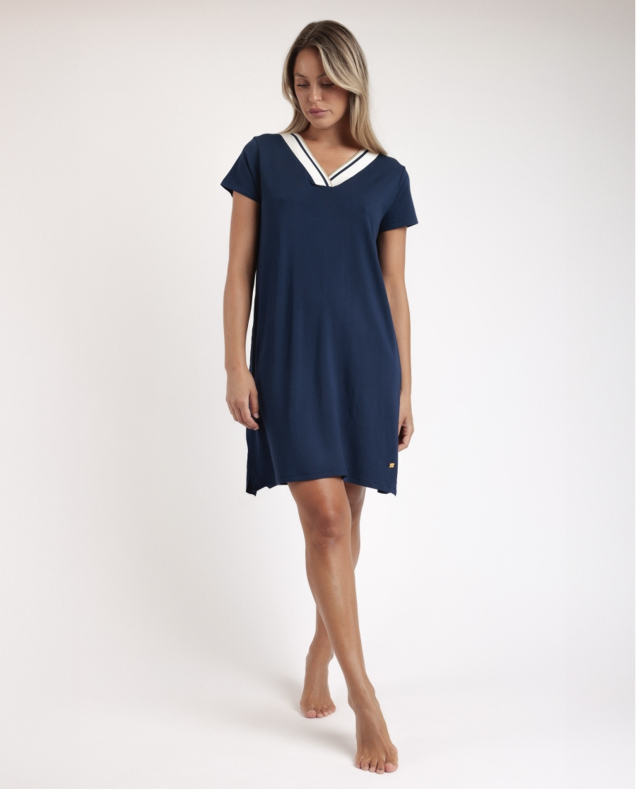 ADMAS Camisola Manga Corta Trip para Mujer MARINO