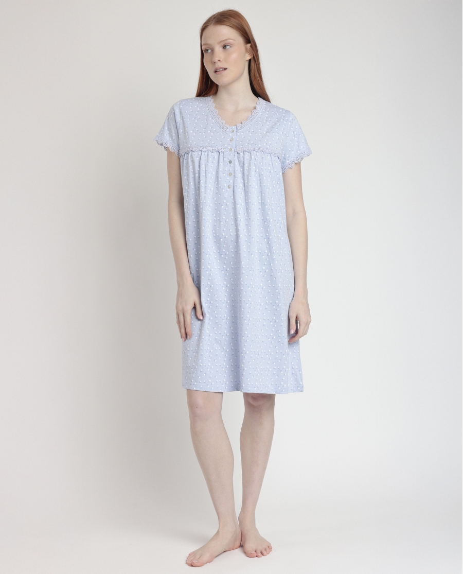 ADMAS CLASSIC Camisola Manga Corta Classic Blue Flowers para Mujer AZUL