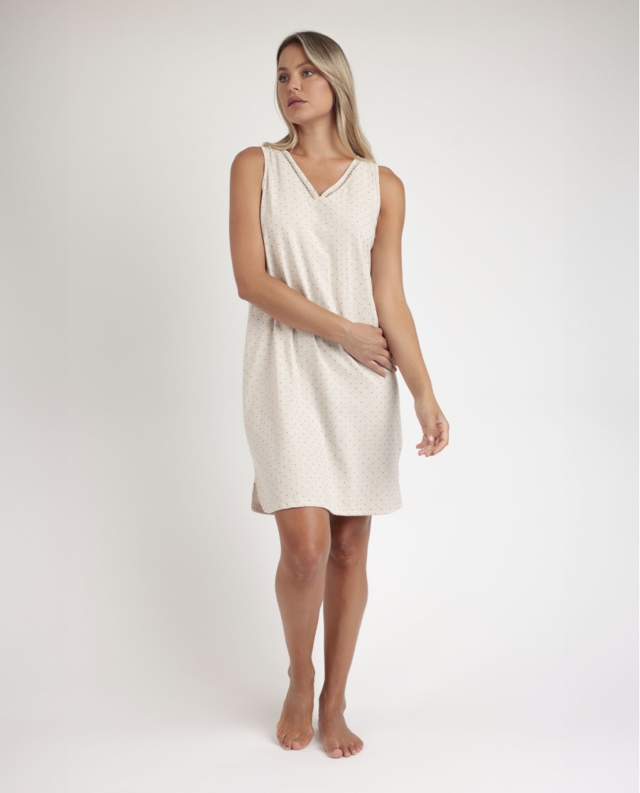 ADMAS CLASSIC Camisola Sin Mangas Organic Dots para Mujer BEIGE