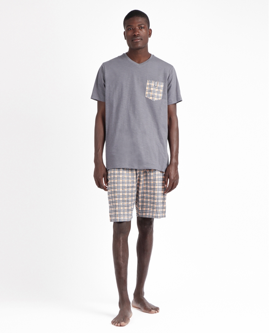 ADMAS CLASSIC Pijama Manga Corta Grisaille para Hombre AZUL METAL