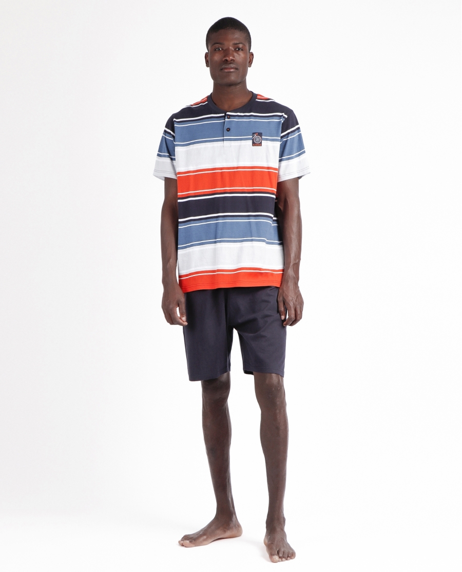 ADMAS Pijama Manga Corta Rayas Cycling para Hombre AZUL