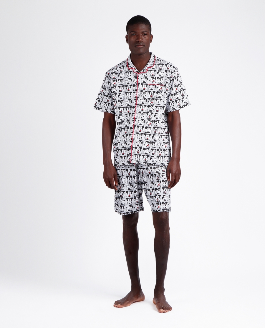 DISNEY Pijama Abierto Manga Corta Mickey Window para Hombre GRIS JASPE