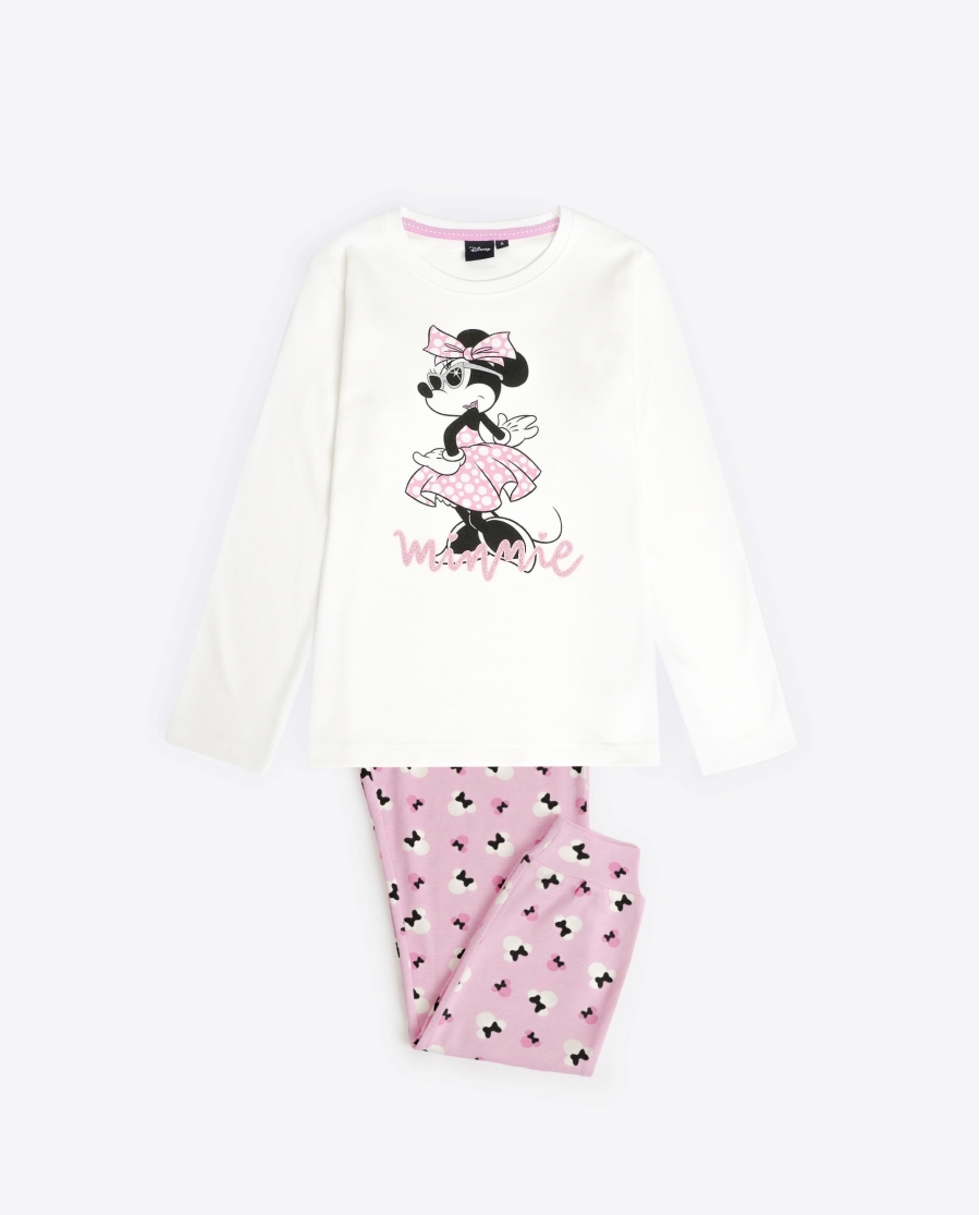 DISNEY Pijama Manga Larga Minnie Chic para Niña CRUDO