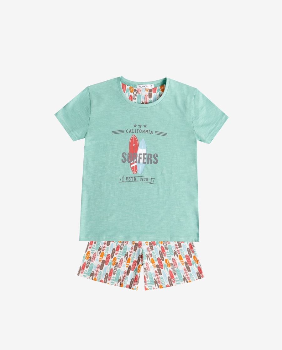 DIVER Pijama Manga Corta Surfers para Niño MENTA