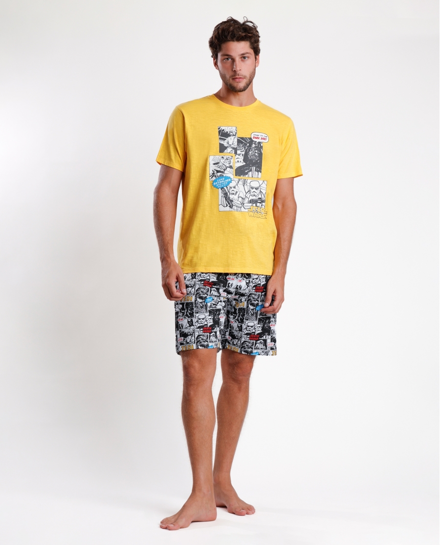 STAR WARS Pijama Manga Corta Summer Comic para Hombre AMARILLO