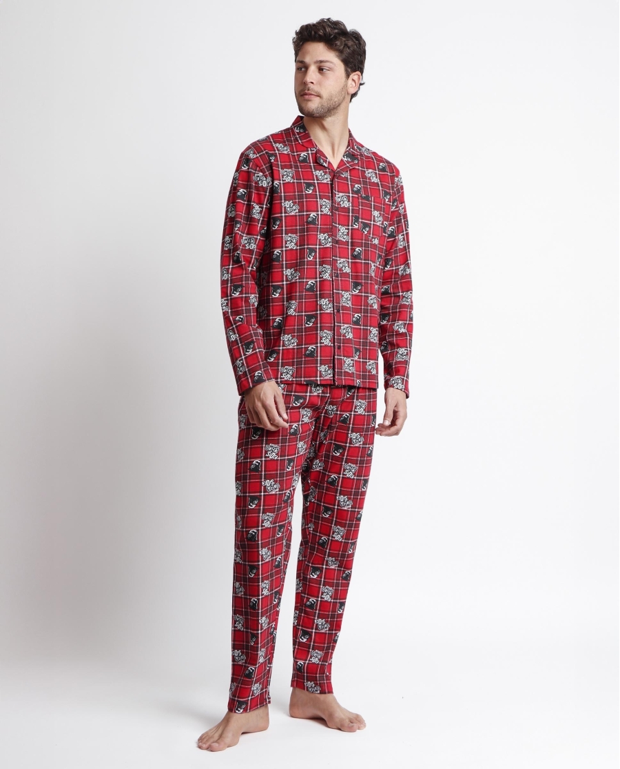 STAR WARS Pijama Abierto Manga Larga Punk Vader para Hombre ROJO