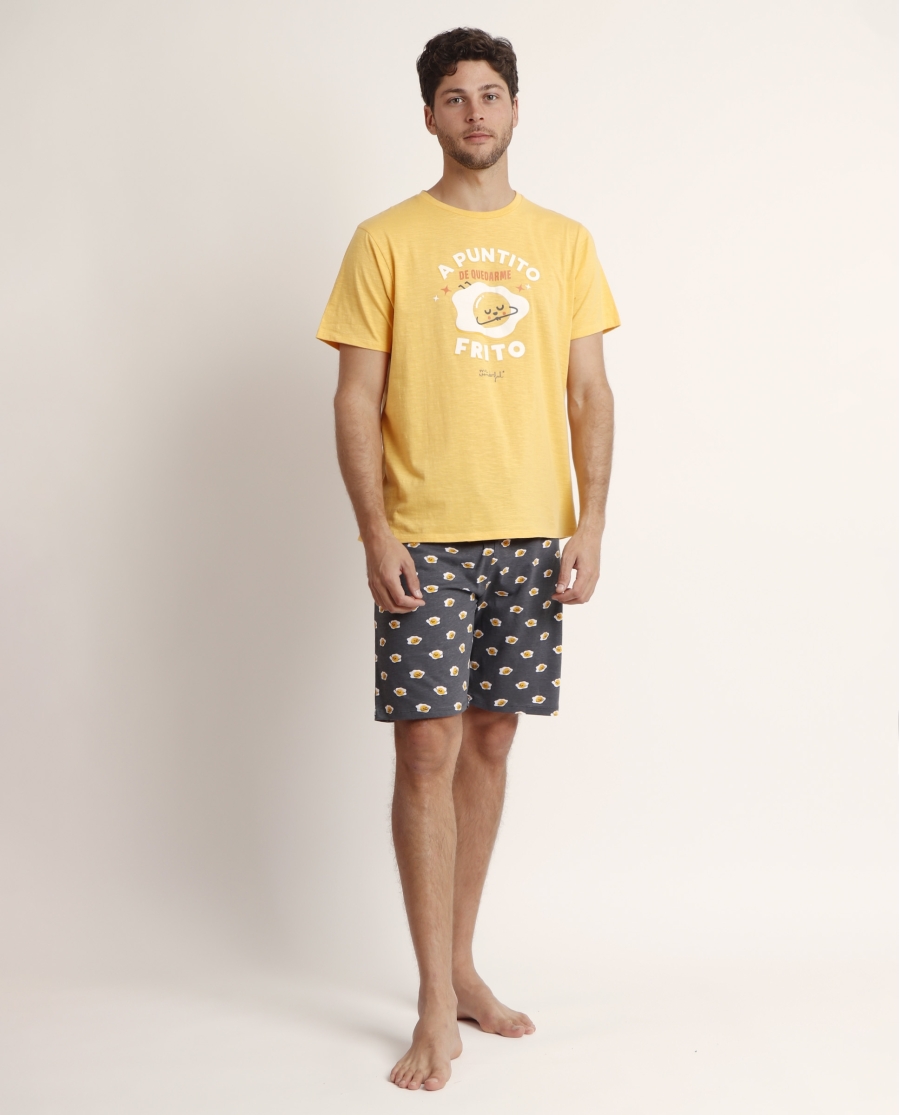 MR WONDERFUL Pijama Manga Corta Frito para Hombre AMARILLO