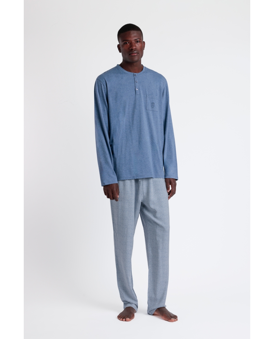 ADMAS CLASSIC Pijama Manga Larga Tapeta Classic Spiga para Hombre AZUL