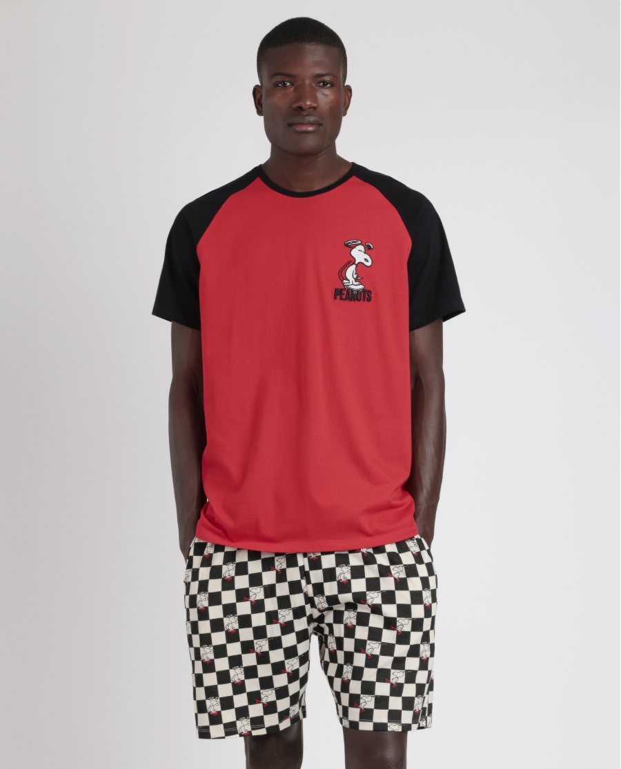 PEANUTS Pijama Manga Corta Skate Is Not A Crime para Hombre ROJO