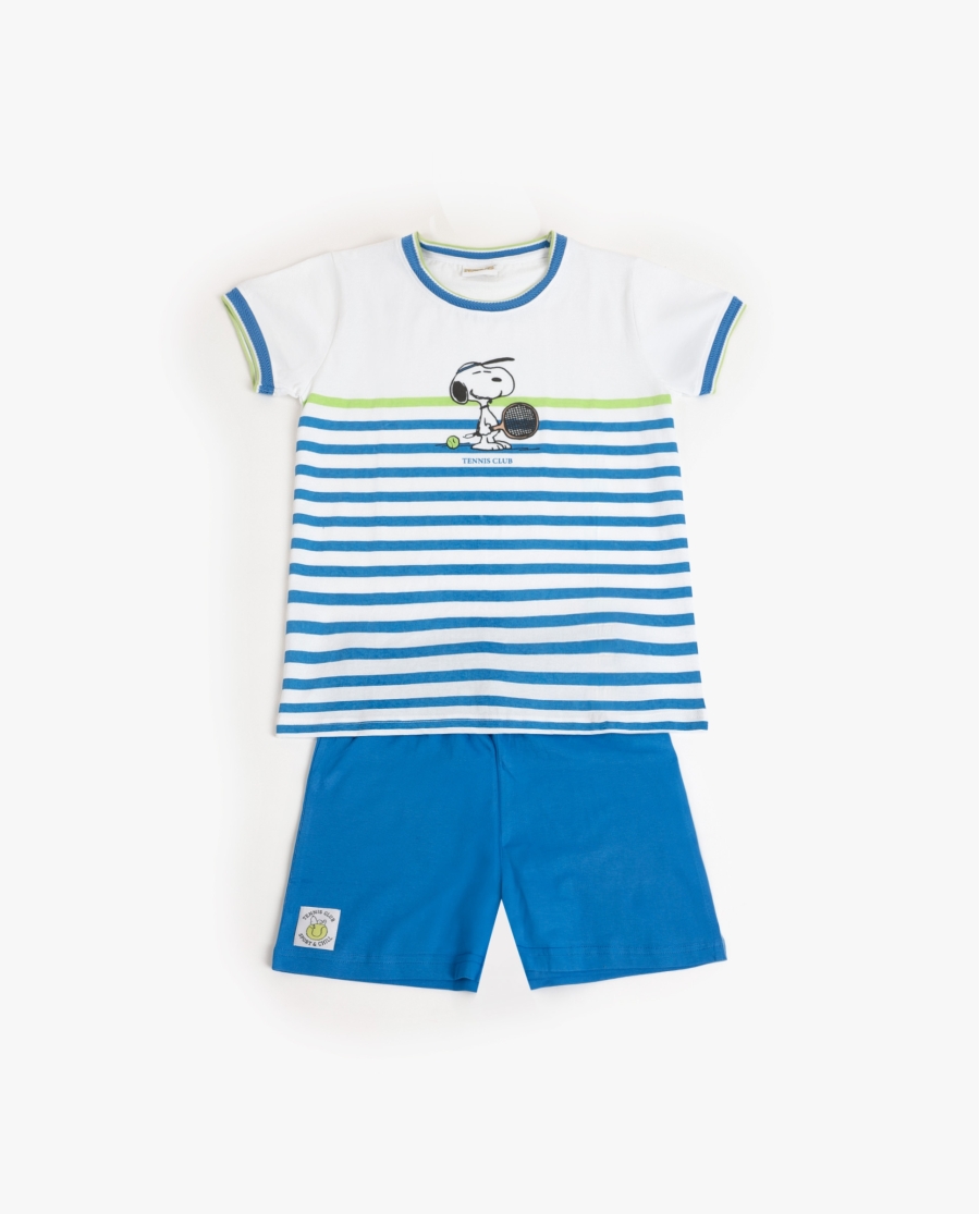 PEANUTS Pijama Manga Corta Tennis Club para Niño AZUL