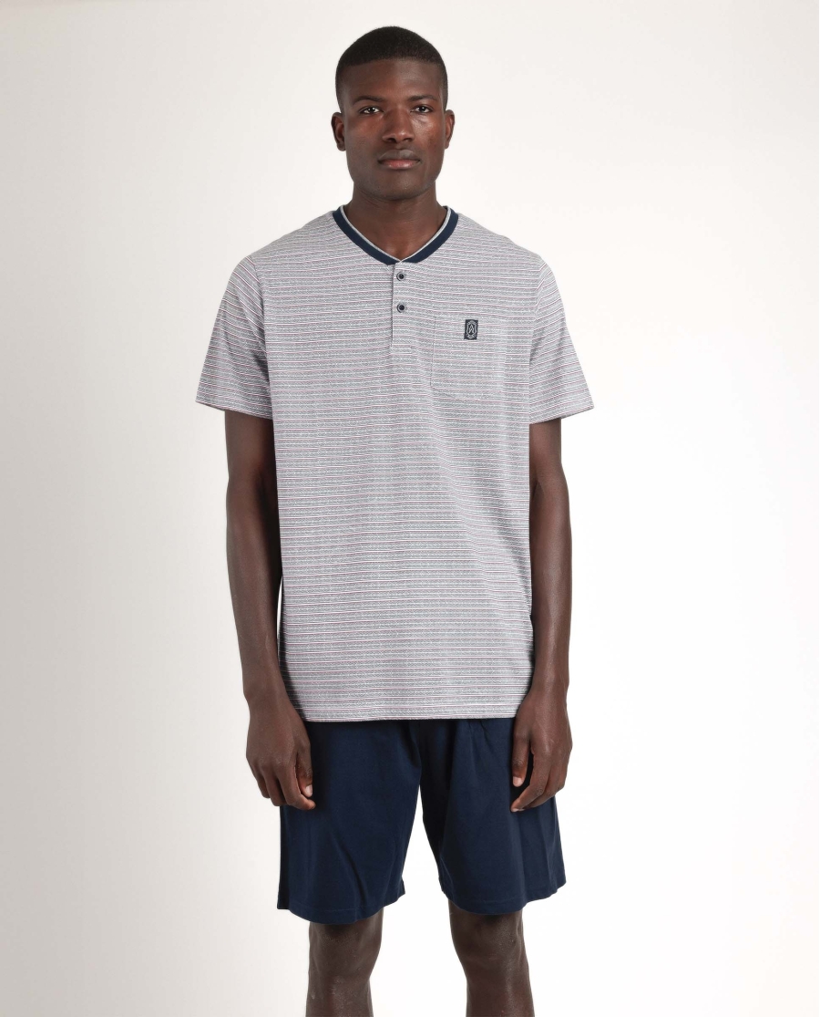 ADMAS CLASSIC Pijama Manga Corta Espiga para Hombre AZUL
