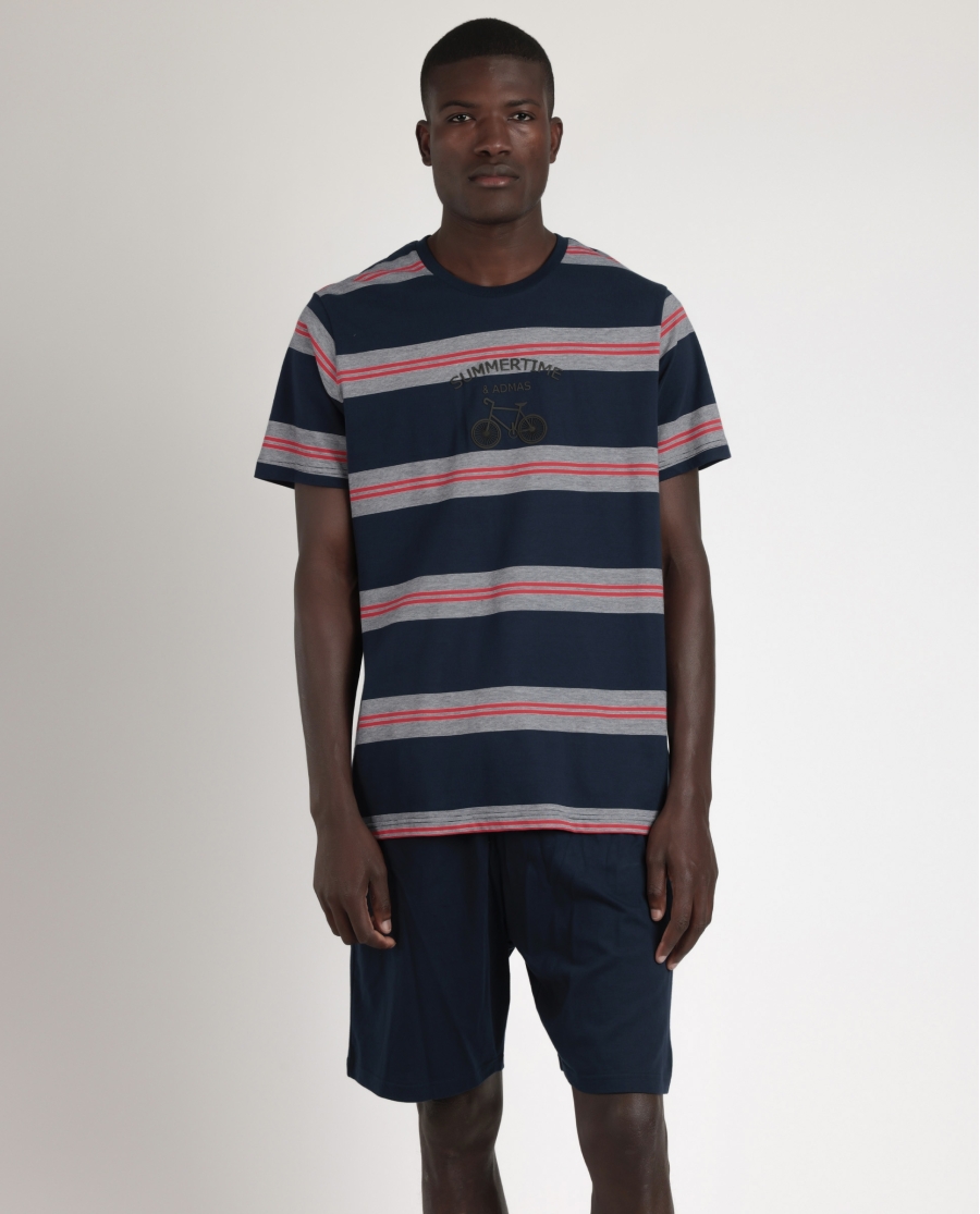 ADMAS Pijama Manga Corta Summertime para Hombre AZUL