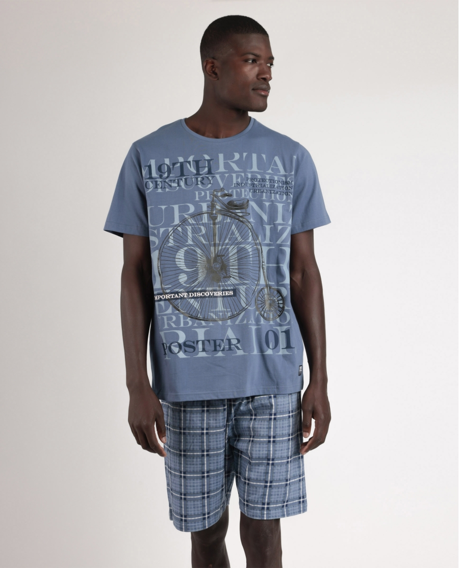 ADMAS Pijama Manga Corta Important Discover Bicycle para Hombre AZUL